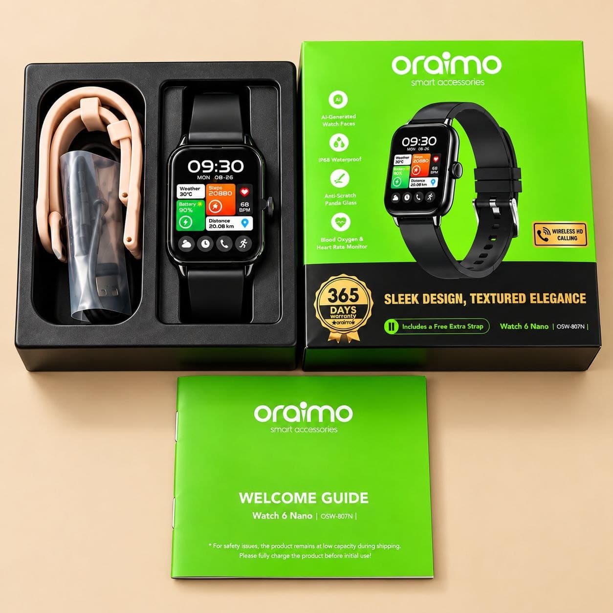 Oraimo Watch 6 Nano 1.52" TFT Full Touch Smart Watch