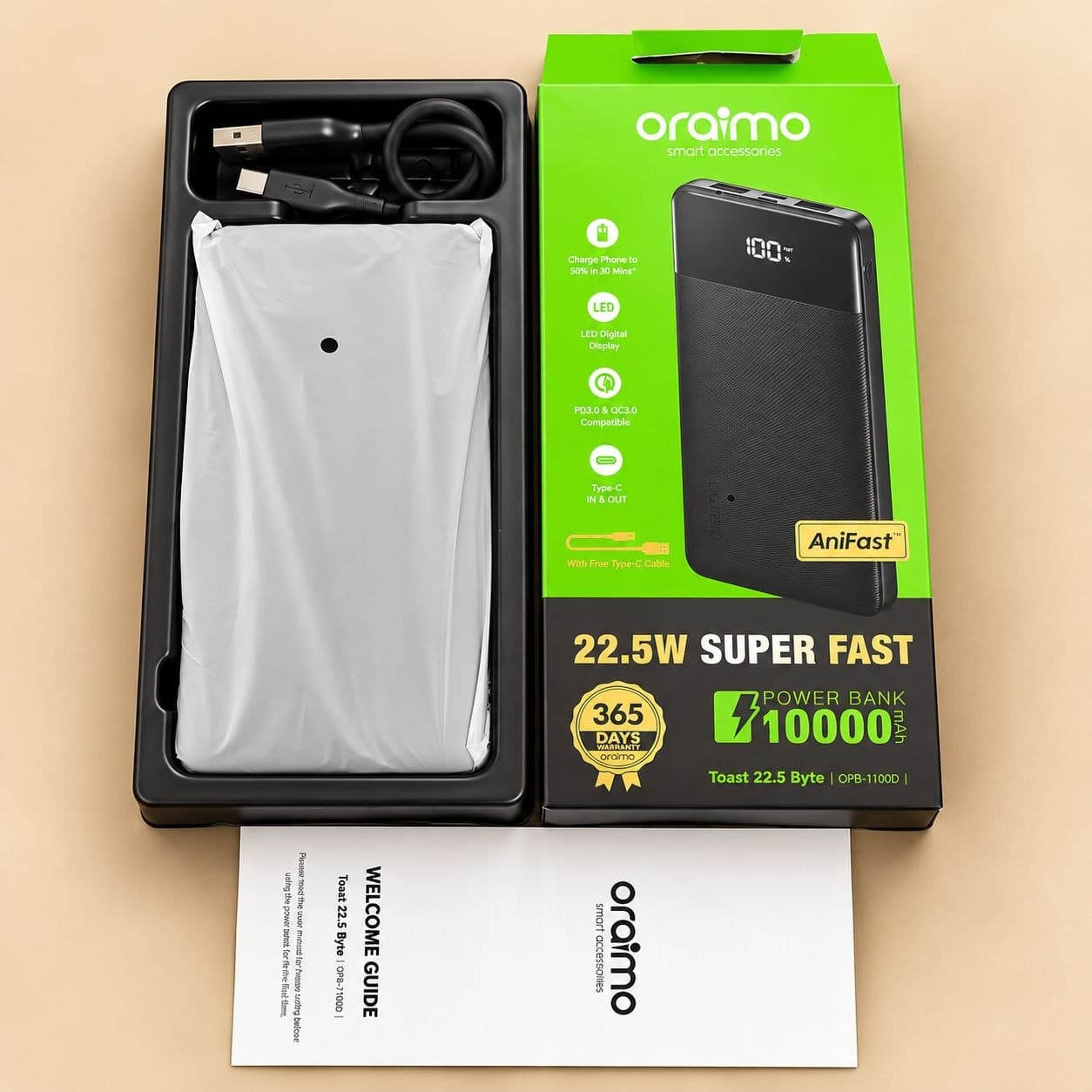 Oraimo Toast 22.5 Byte 10000mAh 22.5W Power Bank