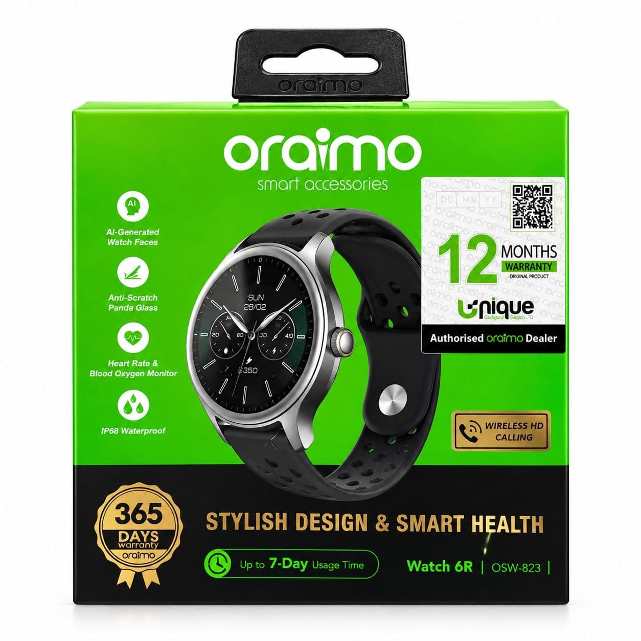 Oraimo Watch 6R 1.39'' Anti-Scratch IP68 Smart Watch