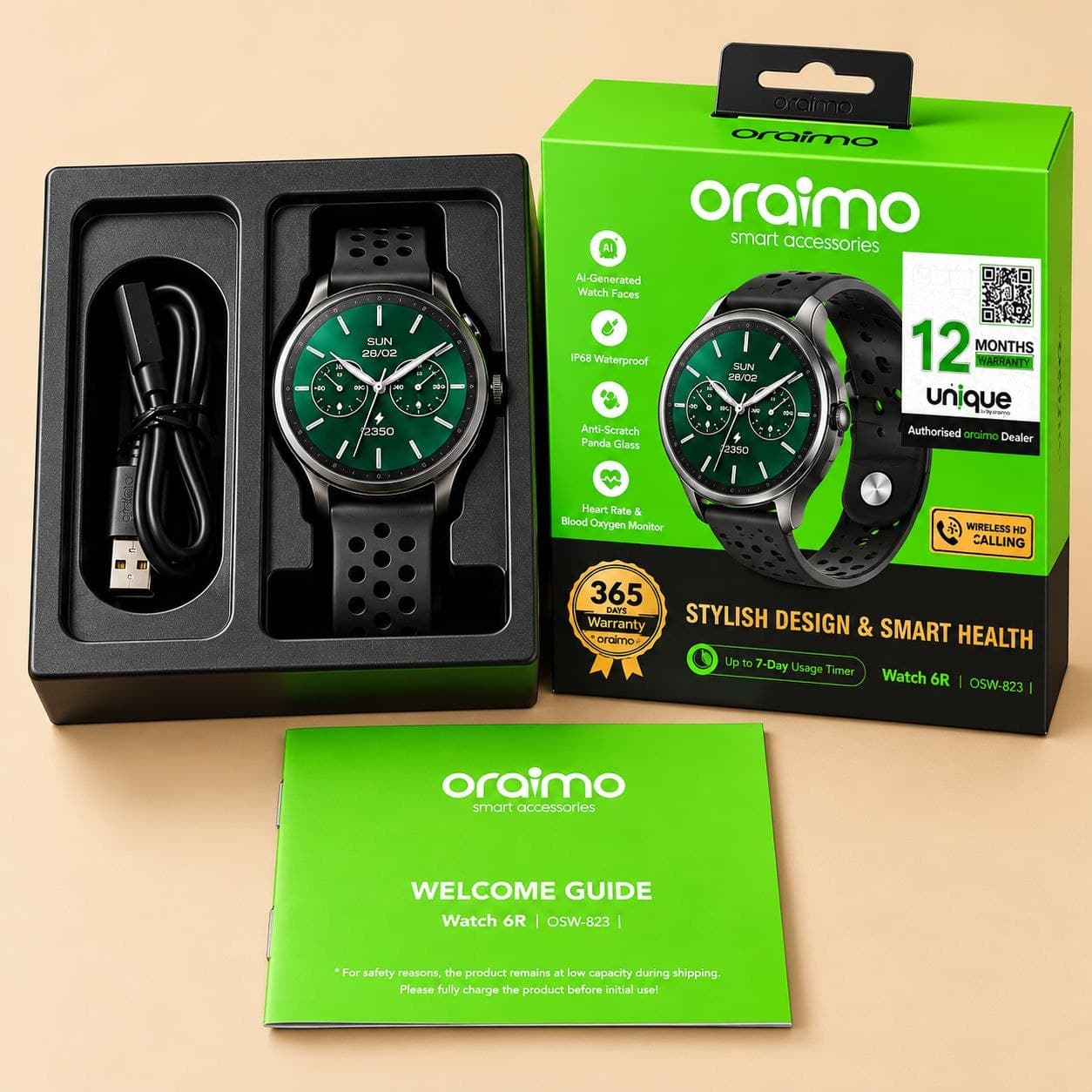 Oraimo Watch 6R 1.39'' Anti-Scratch IP68 Smart Watch
