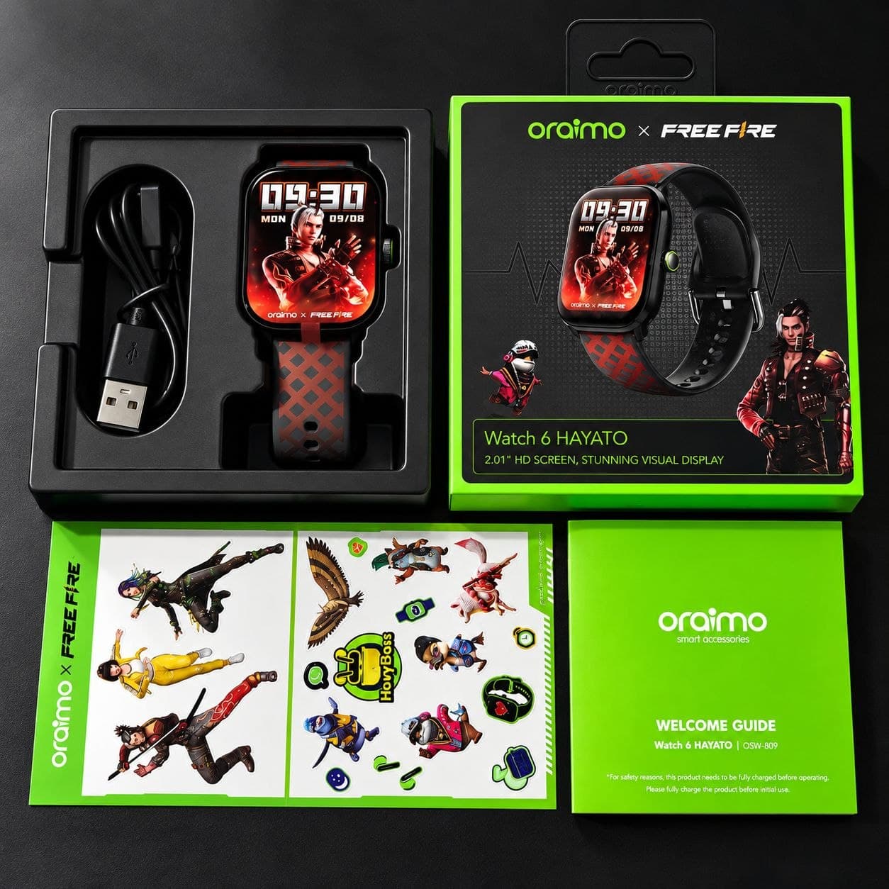 Oraimo Watch 6 HAYATO X Free Fire 2.01" HD Screen Smart Watch