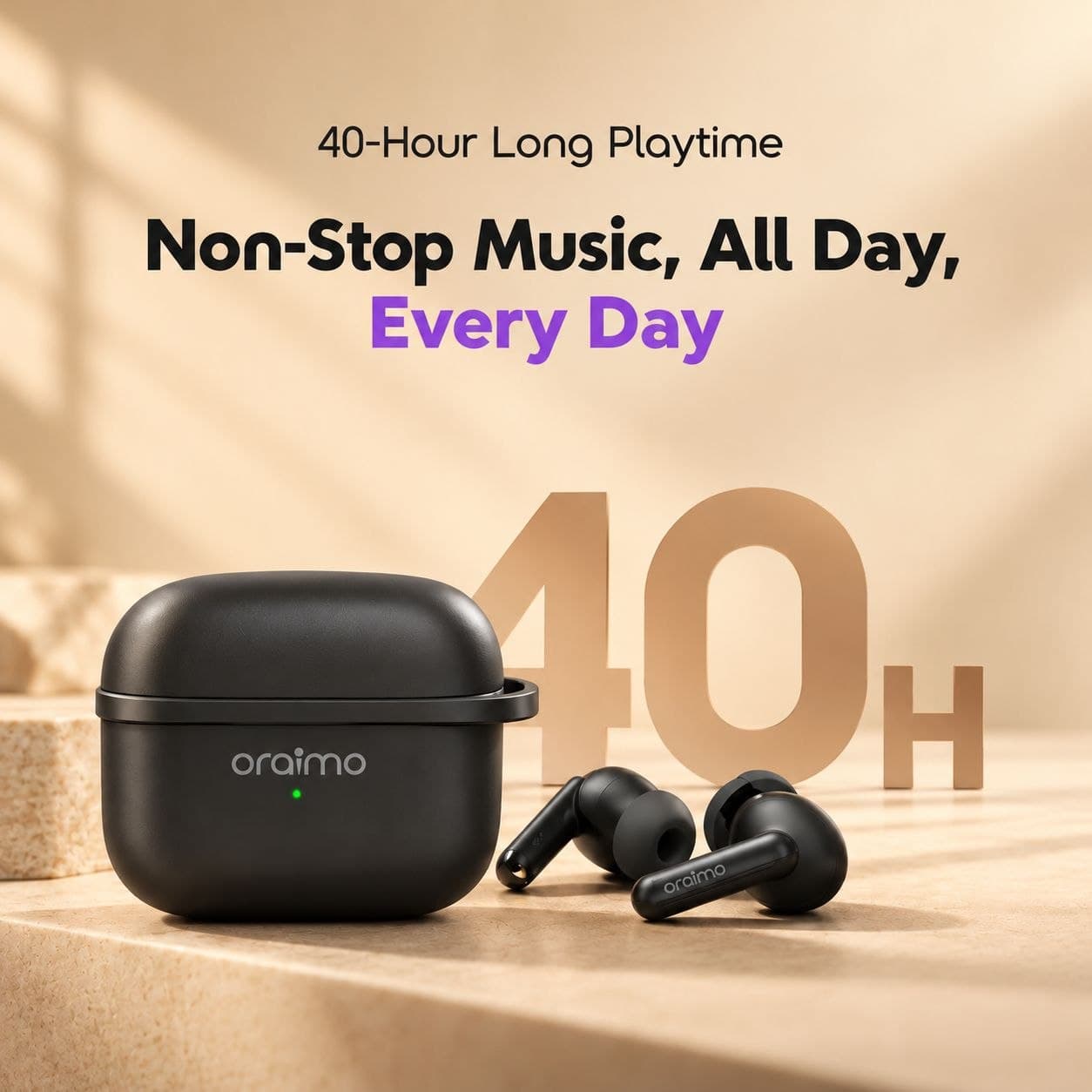 Oraimo True Wireless Earbuds - Speed Black - (OTW-324)