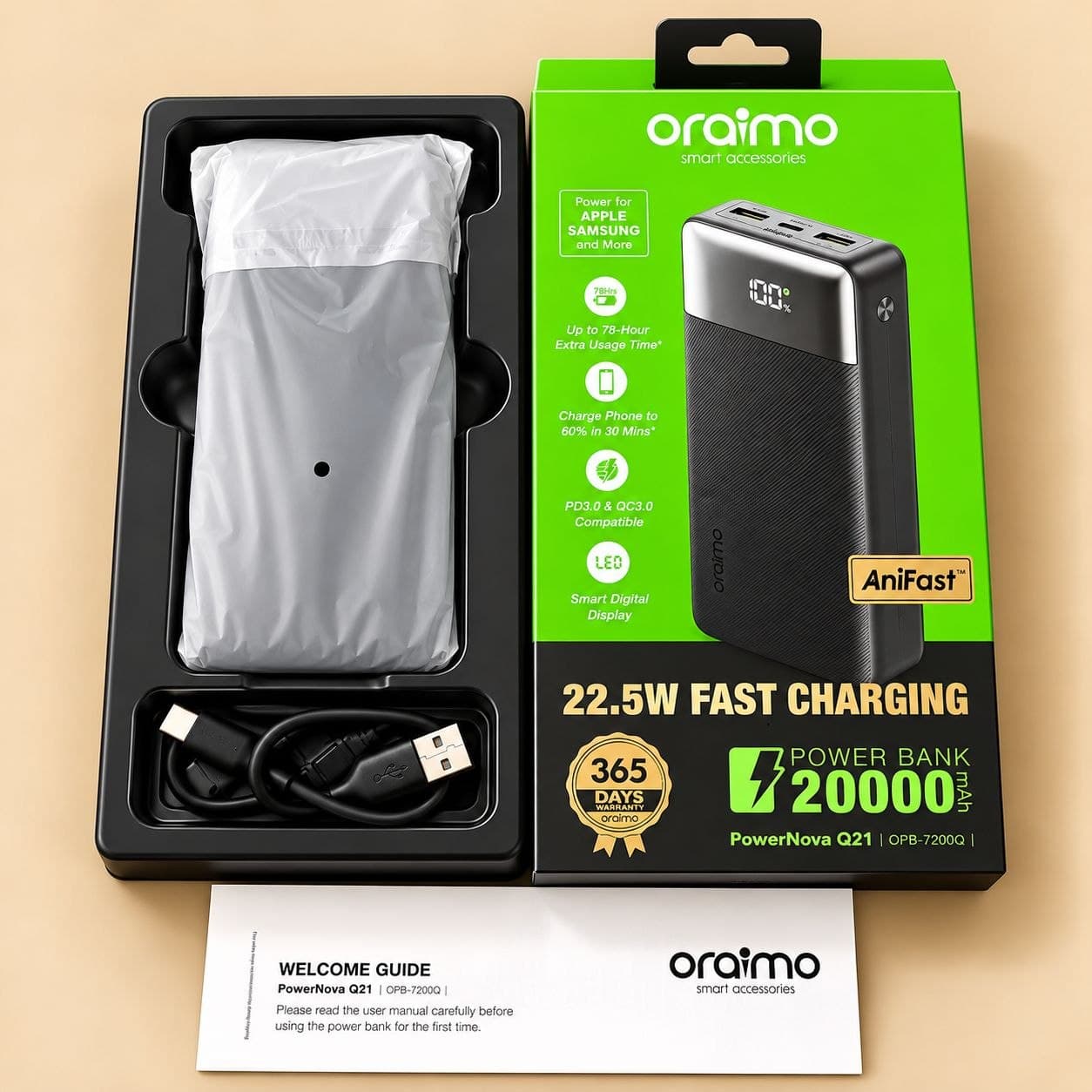 Oraimo PowerNova Q21 20000mAh 22.5W Power Bank
