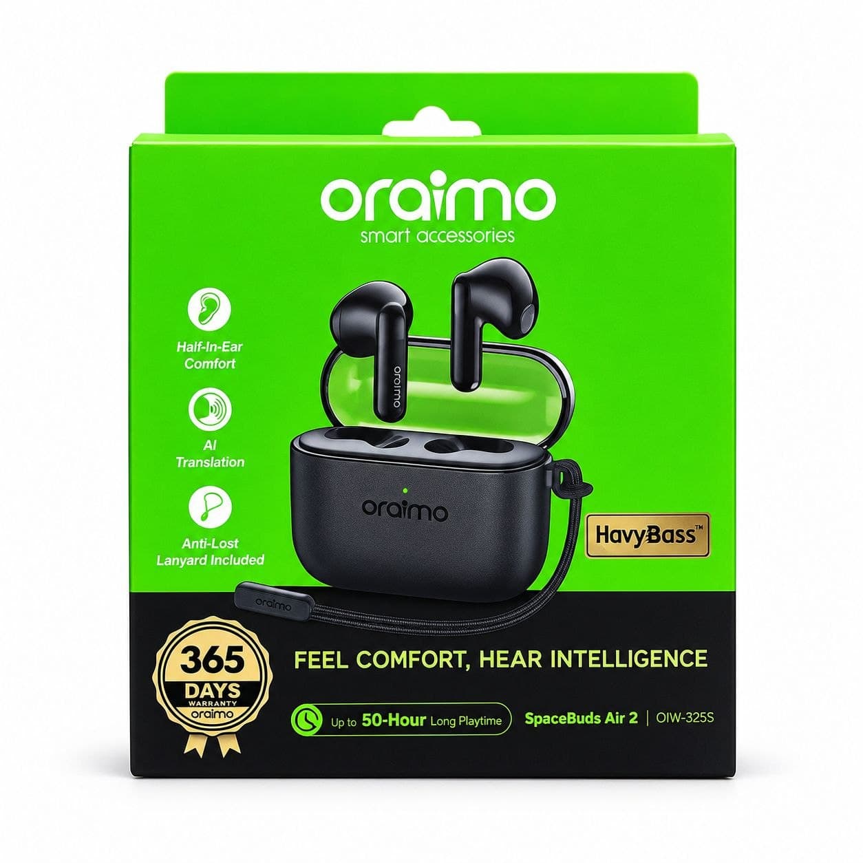Oraimo SpaceBuds Air 2 50H Long Battery Life Earbuds with Smart Translation