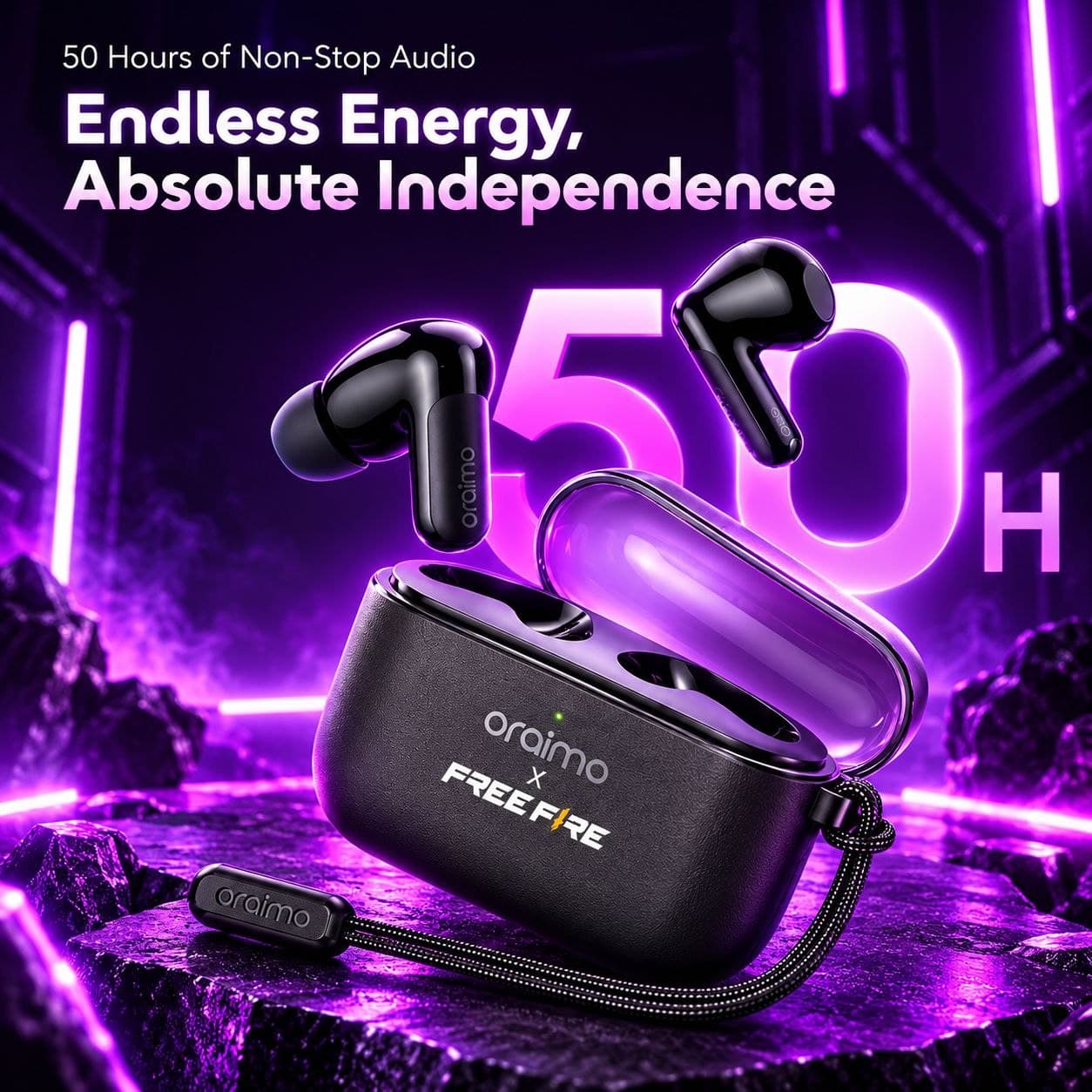 Oraimo SpaceBuds Air 2 50H Long Battery Life Earbuds with Smart Translation